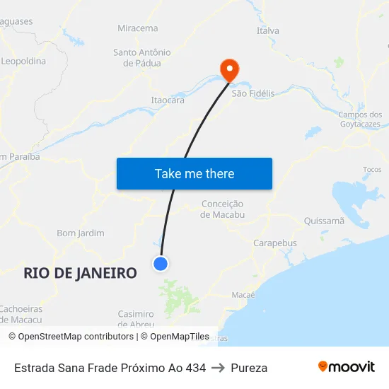 Estrada Sana Frade Próximo Ao 434 to Pureza map