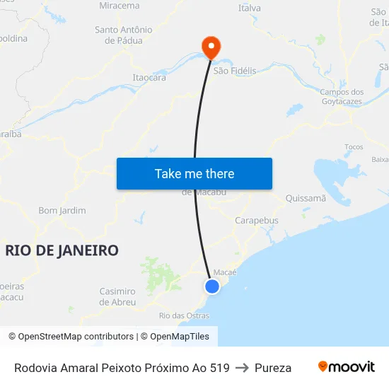 Rodovia Amaral Peixoto Próximo Ao 519 to Pureza map