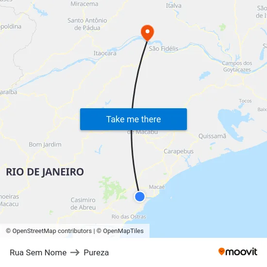 Rua Sem Nome to Pureza map