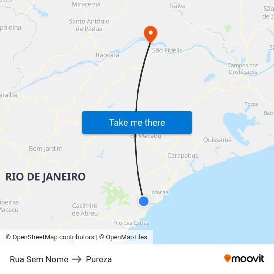 Rua Sem Nome to Pureza map