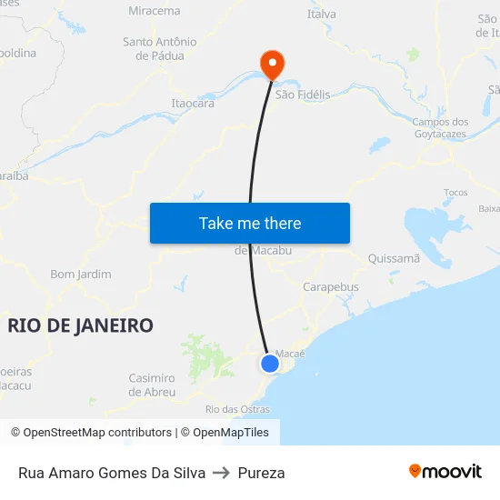 Rua Amaro Gomes Da Silva to Pureza map