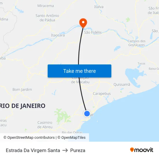 Estrada Da Virgem Santa to Pureza map