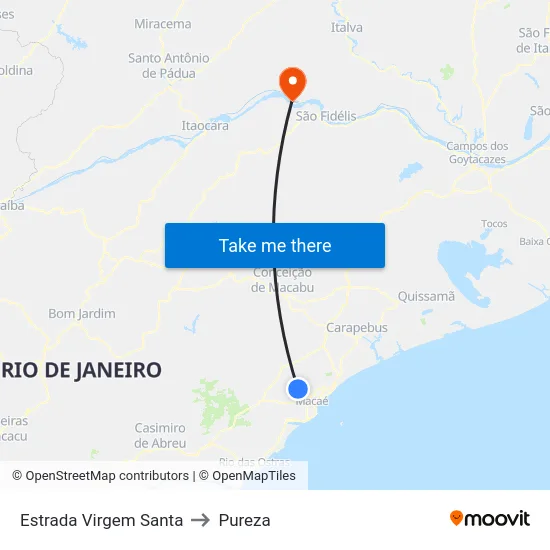 Estrada Virgem Santa to Pureza map