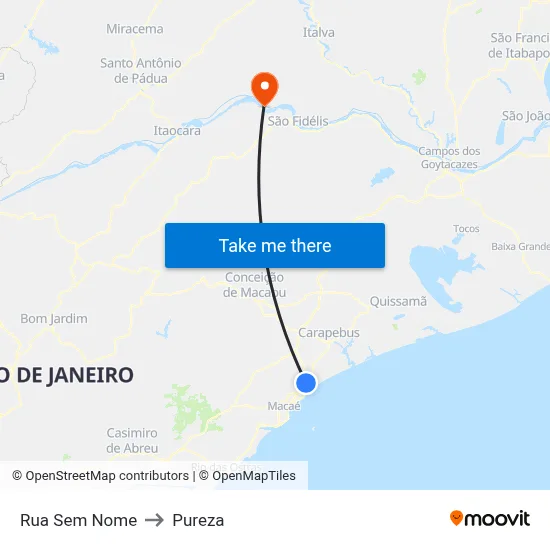 Rua Sem Nome to Pureza map