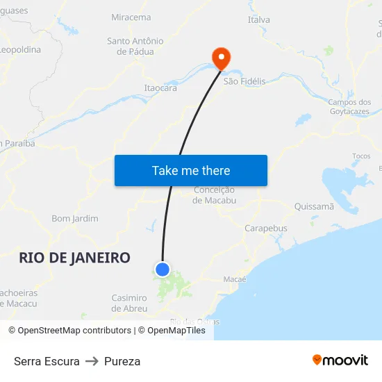 Serra Escura to Pureza map