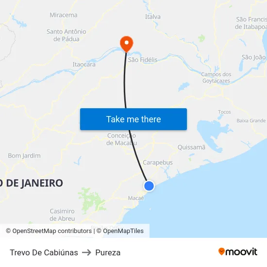 Trevo De Cabiúnas to Pureza map