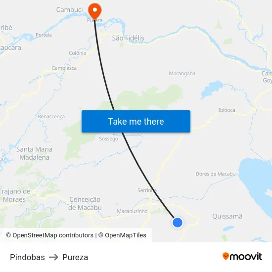 Pindobas to Pureza map