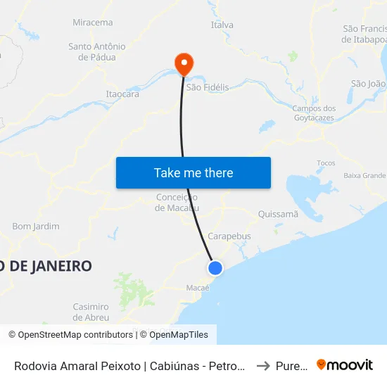 Rodovia Amaral Peixoto | Cabiúnas - Petrobras to Pureza map