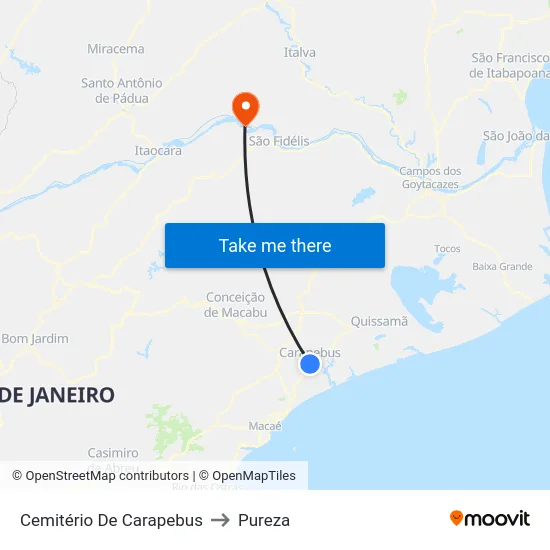 Cemitério De Carapebus to Pureza map