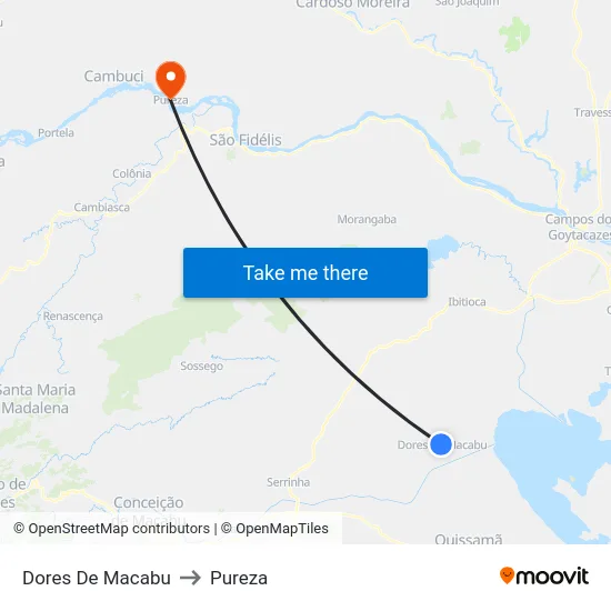 Dores De Macabu to Pureza map
