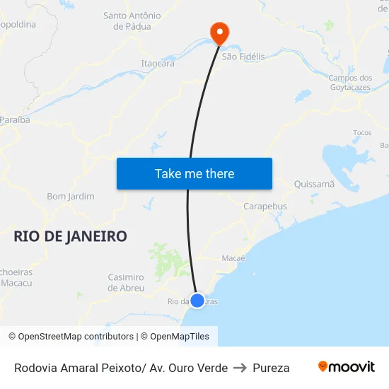 Rodovia Amaral Peixoto/ Av. Ouro Verde to Pureza map