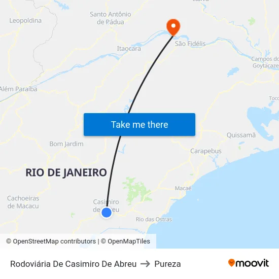 Rodoviária De Casimiro De Abreu to Pureza map