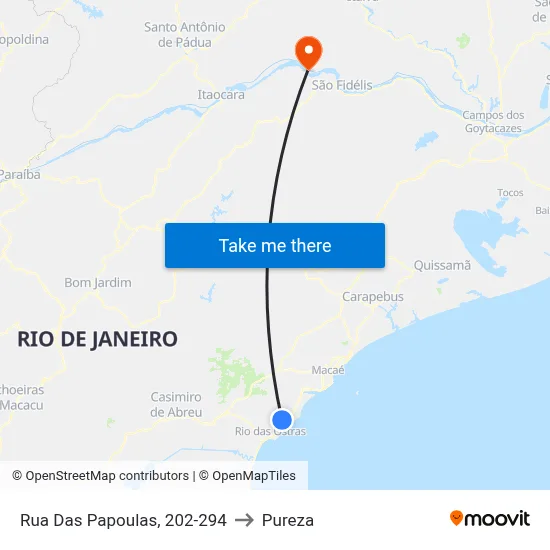 Rua Das Papoulas, 202-294 to Pureza map