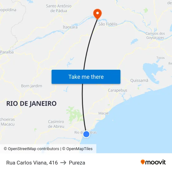 Rua Carlos Viana, 416 to Pureza map