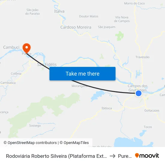 Rodoviária Roberto Silveira (Plataforma Externa) to Pureza map