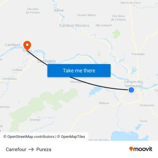 Carrefour to Pureza map