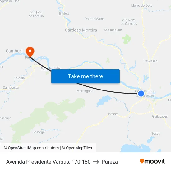 Avenida Presidente Vargas, 170-180 to Pureza map
