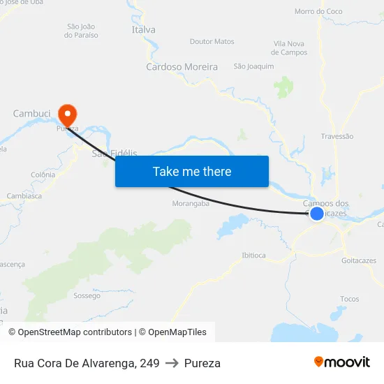 Rua Cora De Alvarenga, 249 to Pureza map
