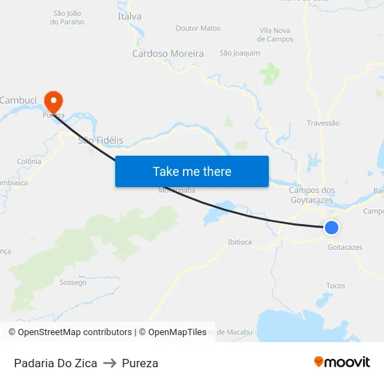 Padaria Do Zica to Pureza map