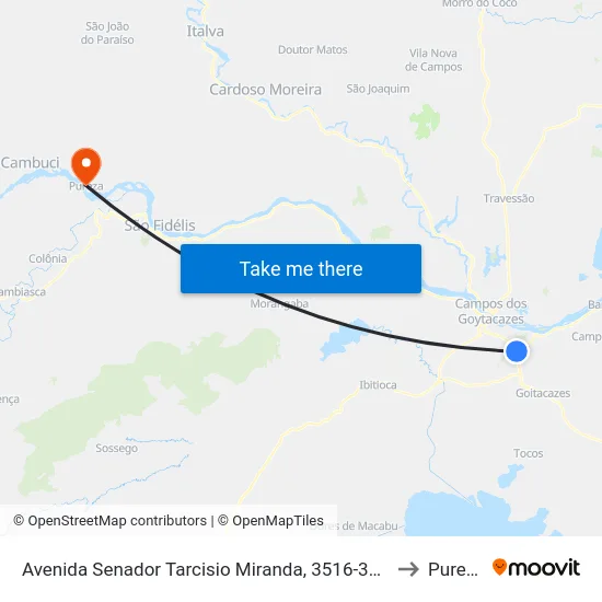 Avenida Senador Tarcisio Miranda, 3516-3562 to Pureza map