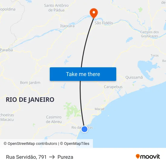 Rua Servidão, 791 to Pureza map