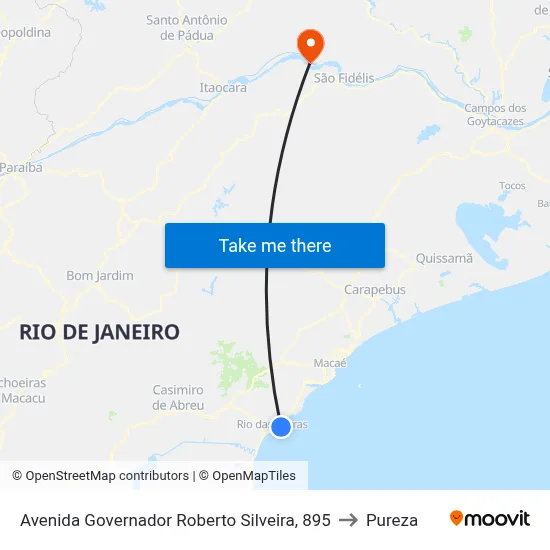 Avenida Governador Roberto Silveira, 895 to Pureza map