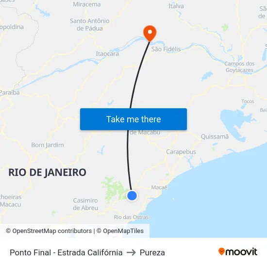 Ponto Final - Estrada Califórnia to Pureza map