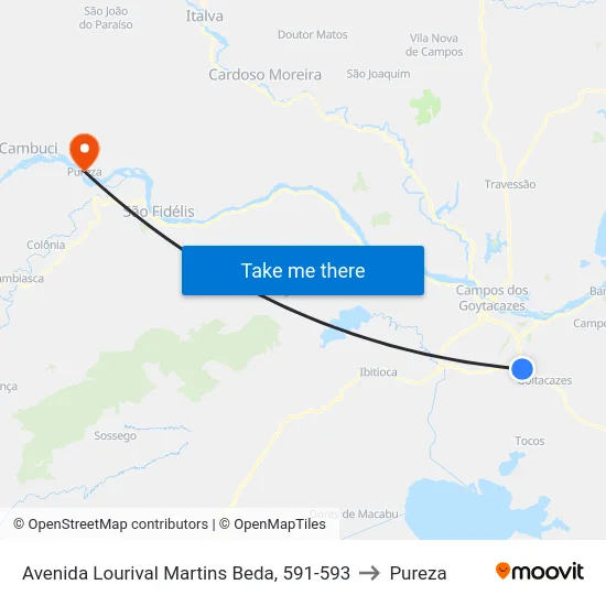 Avenida Lourival Martins Beda, 591-593 to Pureza map