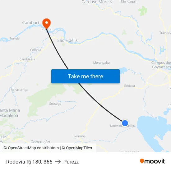 Rodovia Rj 180, 365 to Pureza map
