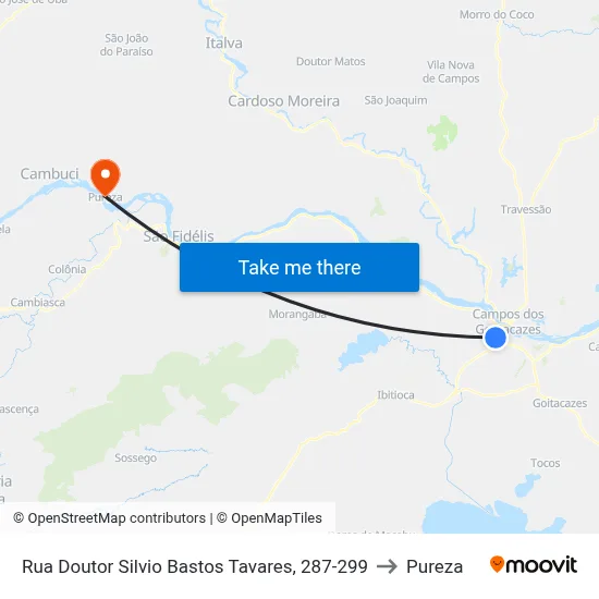 Rua Doutor Silvio Bastos Tavares, 287-299 to Pureza map