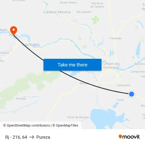 Rj - 216, 64 to Pureza map