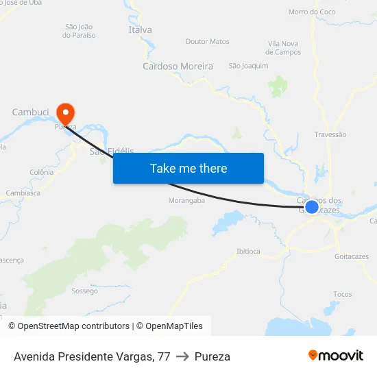 Avenida Presidente Vargas, 77 to Pureza map