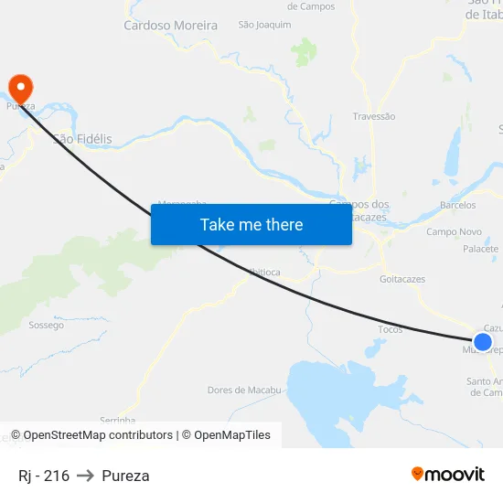 Rj - 216 to Pureza map