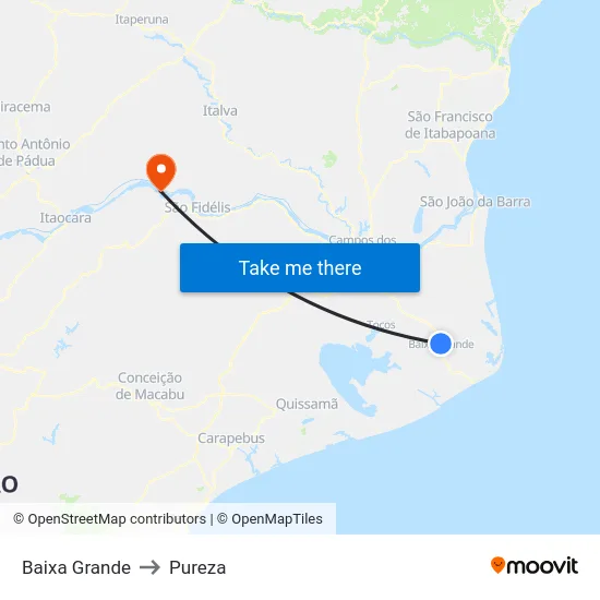Baixa Grande to Pureza map