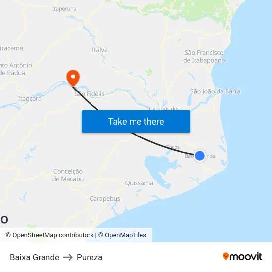 Baixa Grande to Pureza map
