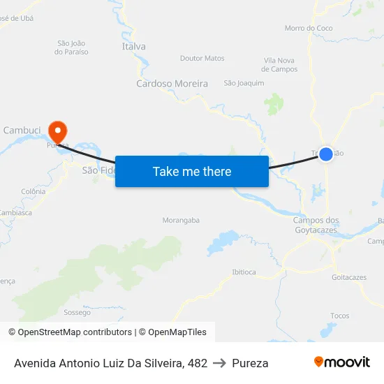 Avenida Antonio Luiz Da Silveira, 482 to Pureza map