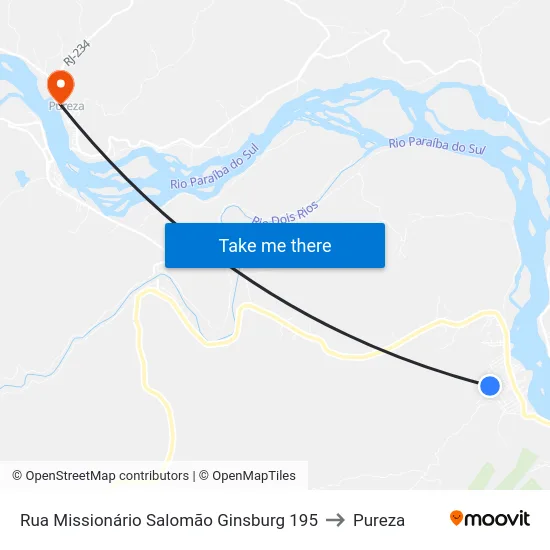 Rua Missionário Salomão Ginsburg 195 to Pureza map
