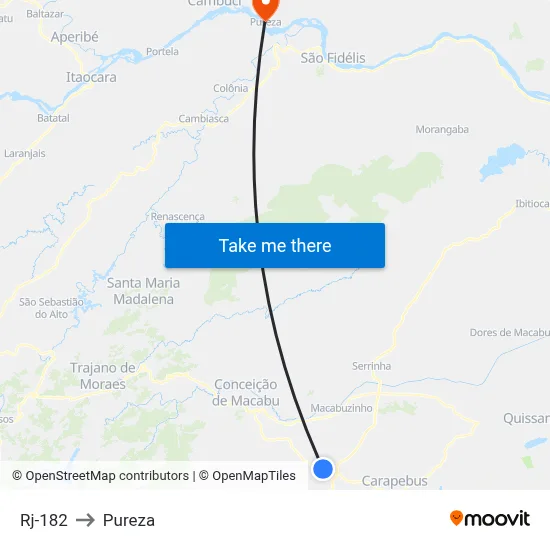 Rj-182 to Pureza map
