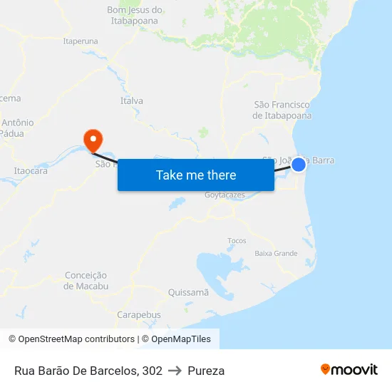 Rua Barão De Barcelos, 302 to Pureza map