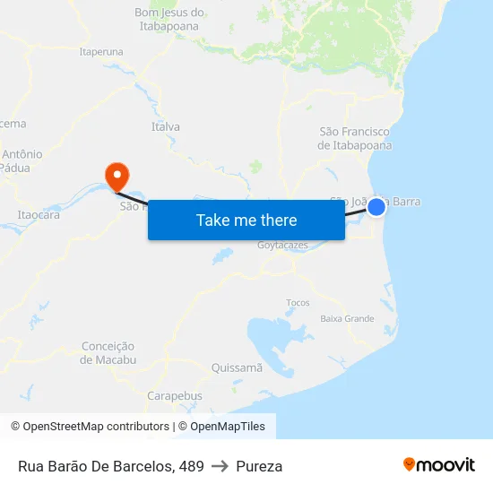 Rua Barão De Barcelos, 489 to Pureza map