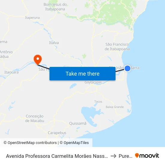 Avenida Professora Carmelita Morães Nassif, 1332 to Pureza map