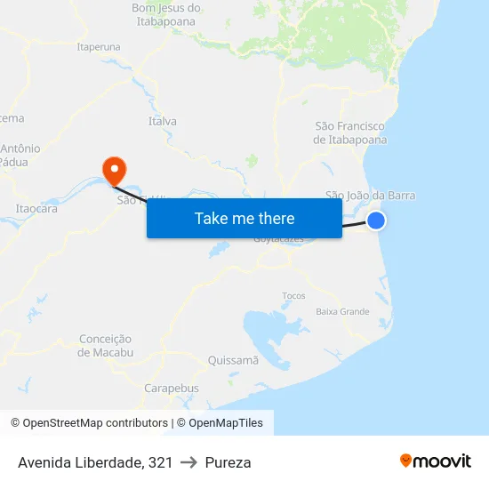 Avenida Liberdade, 321 to Pureza map