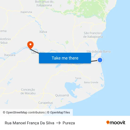 Rua Manoel França Da Silva to Pureza map