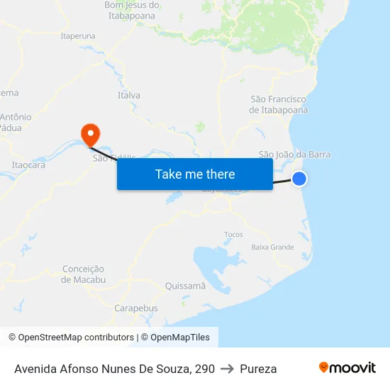 Avenida Afonso Nunes De Souza, 290 to Pureza map