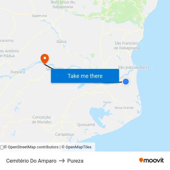 Cemitério Do Amparo to Pureza map