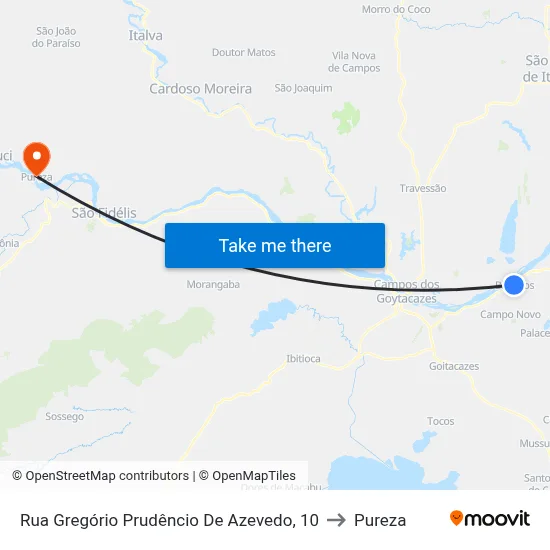 Rua Gregório Prudêncio De Azevedo, 10 to Pureza map