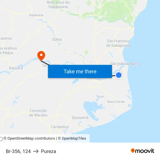 Br-356, 124 to Pureza map