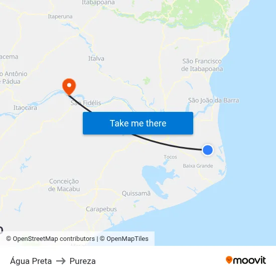 Água Preta to Pureza map