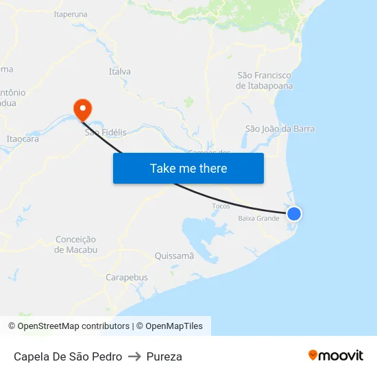 Capela De São Pedro to Pureza map