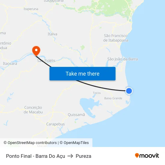 Ponto Final - Barra Do Açu to Pureza map